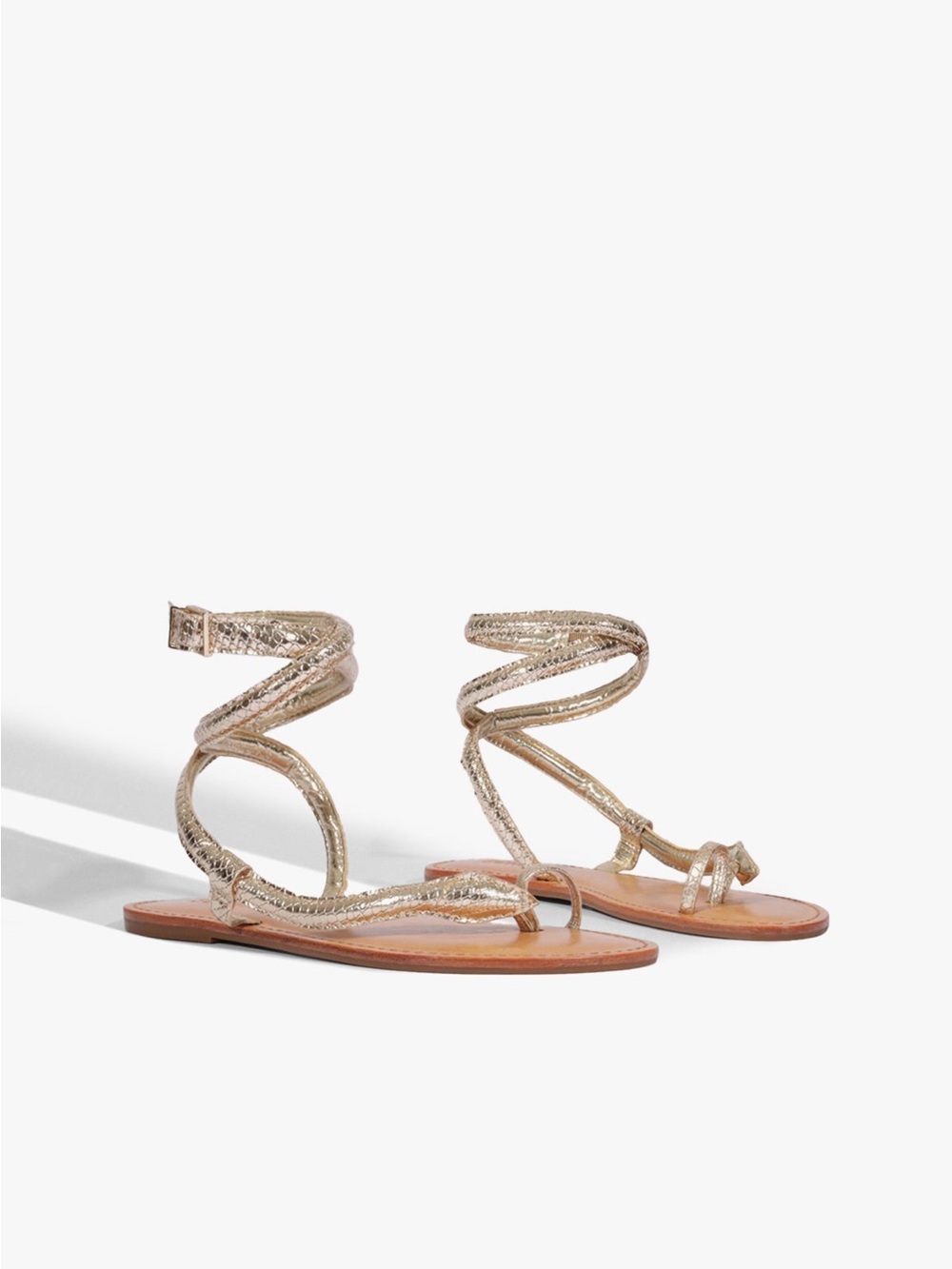 SCHUTZ Metallic Courtney Leather Gold Wrap-Around Gladiator Sandals